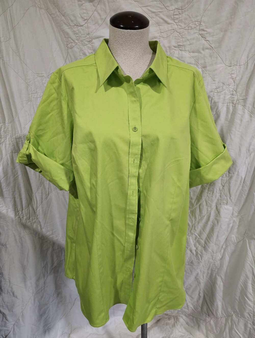 NWT Coldwater Creek Womens Lime Green Button-Up Shirt